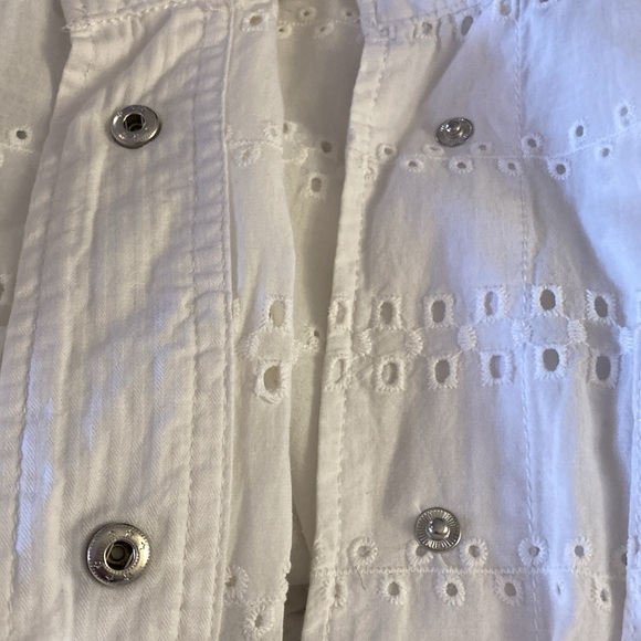 Maurices White Cotton Long Sleeve Eyelet Lace Safari Cargo Shirt Jacket - Sz L - Picture 3 of 14